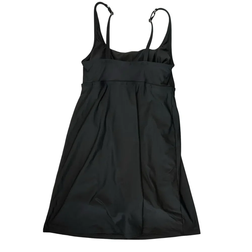 Lands' End Chlorine Resistant Swim Dress Black Hidden Shorts Size 4